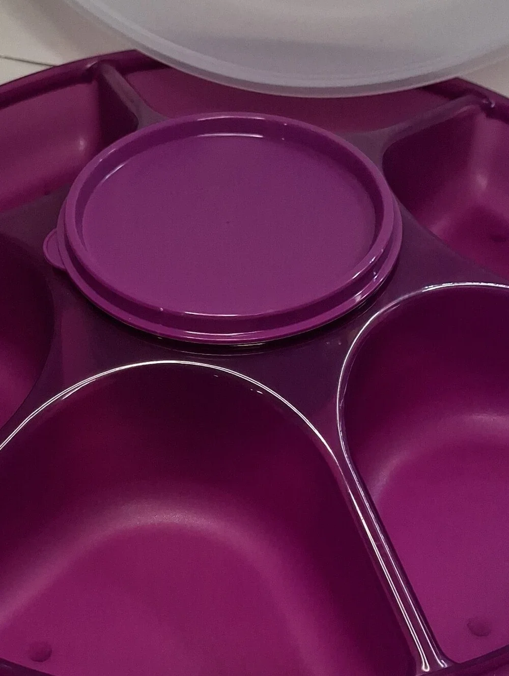 Tupperware Purple Snack Tray with White Lid
